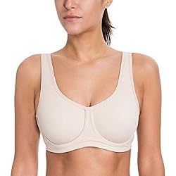 SYROKAN - Sujetador Deportivo con Aros Preformado Tallas Grandes Run para Mujer Beige ES:90C (EU 75C)