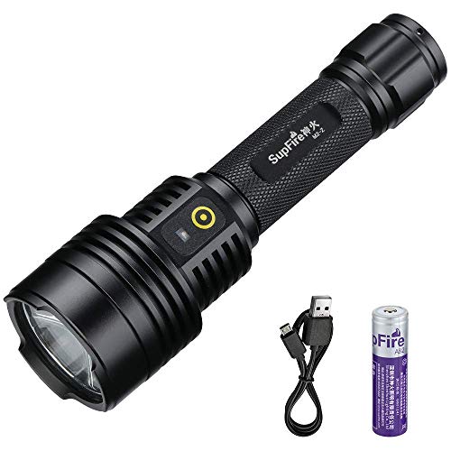 Supfire Tattico Torcia Impermeabile Torcia Luminosissimo 700 Lumens LED con 18650 Batteria Incluso,Ricaricabili con Cavo USB Direttamente,5 Luce Modi per Campeggio Trekking in Bicicletta,Modello M2-Z
