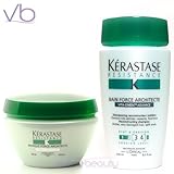 Kerastase Resistance Bain De Force Shampoo 8.5 and Masque Force Architecte 6.8 Duo, for Brittle, Very Damaged Hair, Split Ends. by Kerastase