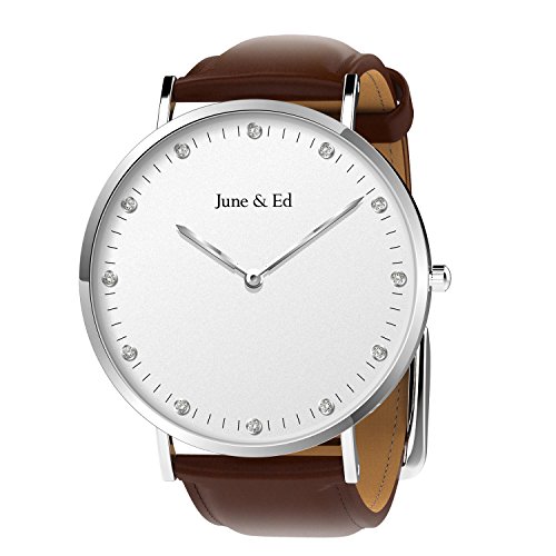 June & Ed Herren-Armbanduhr Uhr Edelstahl Analog Quarz mit Saphir Kristall W-0040 June & Ed Herren-Armbanduhr Uhr Edelstahl Analog Quarz mit Saphir Kristall W-0040