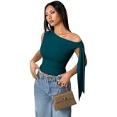 TIVANTE Solid One Shoulder Top for Women Stylish Western | Sleeveless top for Women | Korean top | Crop top for Woman