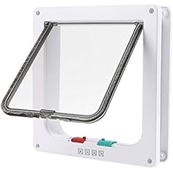 Jolliwin Puerta Cuadrada Puerta Gatera Entrada Salida para Gato Perro, 4 Bloqueo de Manera, la Dirección del Control de Acceso