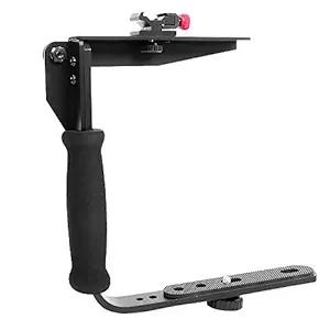 NEOHOOK U-Shaped Reversible Rotating Flash Bracket Video Handle Handheld Stabilizer Grip Rotatable for Camera Camcorder DSLR SLR