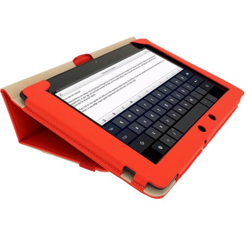igadgitz ‚Portfolio‘ Rot PU Leder Tasche Schutzhülle Hülle Ledertasche Lederetui Etui Case für Asus Eee Pad Transformer & Keyboard Dock TF300 TF300T TF300TG & TF300TL 10.1″ Android Tablet - 5