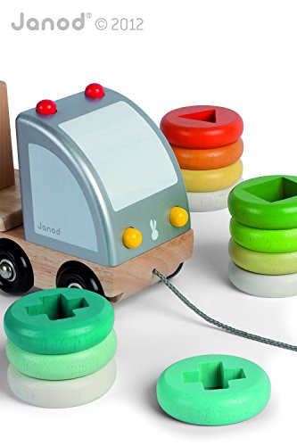 Imagen 1 de Janod 4505596 - Camiones con 12 anillos de colores de apilamiento