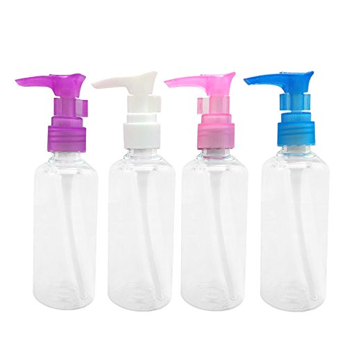 4 PCS 100ml Empty Refillable Plastic Travel Lotion Shampoo Massage Oil Dispensing Bottle Dispenser Pump Bottle Random Color