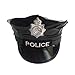 Produktbild LUOEM Polizei Hut Kappe Party Kostüm Abzeichen achteckigen Leder schwarz Kapitän Flat Top Stage Performance Militär Caps (schwarz)