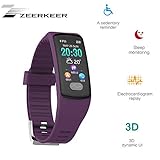ZEERKEER Armband Uhr, Fitness trackers 0,96 Elektrokardiogramm PPG, Schrittzähler, Kalorienverbrauch SMS, Facebook Twitter Damen Heern (Violett)