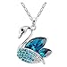 Eterno Classic Platinum & Blue Swarovski Crystal Swan Pendant With Chain For Women RS.299.00
