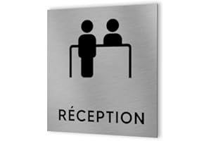 DECOHO - Pictogramme format 20 cm x 20 cm en Dibond Aluminium brossé - Modèle Réception