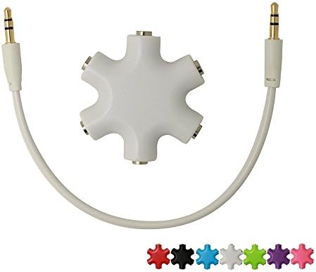 Snowflakes Shape 6-way 3.5mm Stereo Audio Headset Hub Splitter Up to 5 Headphones For iPhone 4 4S 5 5S 6 6Plus iPad iPod Touch Mp3 Mp4 Samsung HTC Blackberry LG Huawei Xiaomi (White)
