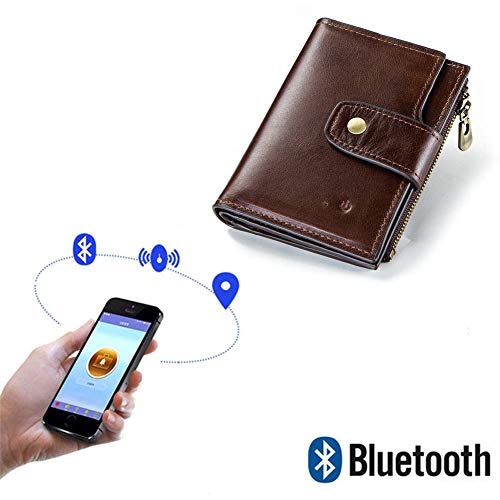 Preisvergleich Produktbild SJZV Schlanke Leder-Geldbörsen für Männer, Anti-Diebstahl-Bluetooth Zweifache Brieftasche Kartenhalter Brieftaschen Kredit Tasche Geldbörse RFID-Jeans mit Anzug