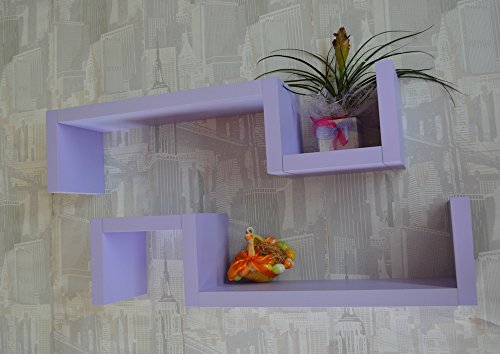 VE.CA-ITALY Design S-Shaped Shelf in Wood 3 Colours Blue, Orange and Purple lilac