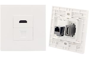 SZAERFA HDMI Ethernet Wall Plate,CAT6 RJ45 Keystone Jack Outlet,Female to Female Wall Panel Gigabit Network Socket,LAN Cable Port Faceplate Box,86x86mm