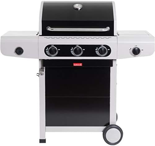 barbecook Siesta 310 - Black Edition, Barbecue A Gas Professionale con 3 Fuochi Multifunzione, BBQ a Gas con Tavolino e Vassoio di Raccolta, Barbecue da Giardino, Facile da Spostare