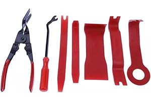 BOOMBOOST Kit de Herramientas de extracción automática de 7 Piezas con alicates de uñas y Destornillador de 6 Pulgadas para Panel de Clip de Puerta de Coche y desmontaje de Tablero de Audio, Rojo