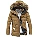 Produktbild Männer Winter jacken Warm Langarm Hoodie sweatshirt muscle mit Kapuze Tasche Verdickung Mantel Outwear Top Bluse (XXXL, Khaki)