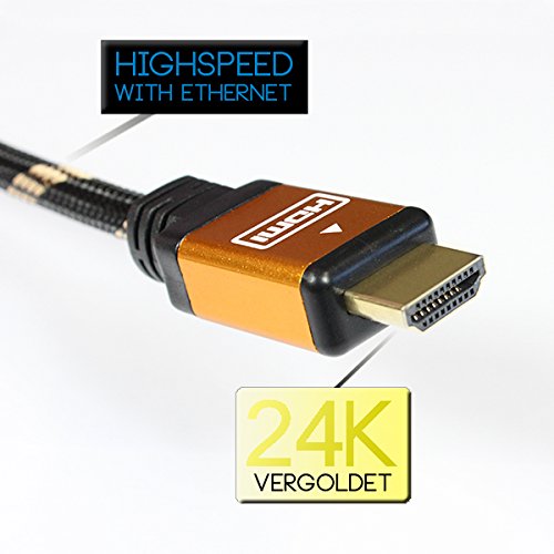 10m PREMIUM HDMI Kabel 1.4a / 2.0 Highend 4K 3D Ethernet FULL HD LCD LED TV Monitor zehn Meter 24K Vergoldet | CEC | ARC | 2160p | Blitzversand | fünf Meter - 4