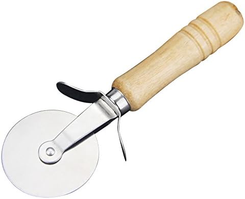 Webat Wooden Grip Stainless Steel Pizza Cutter Wheel Knife, 17cm(6.7-inch)