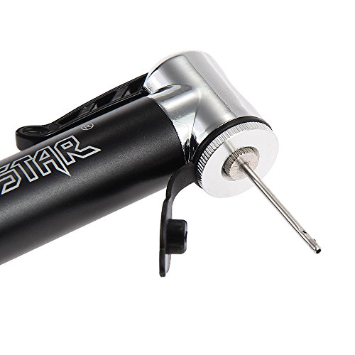 Mini Fahrradpumpe, TOMOUNT Rahmenpumpen Portabel Minipumpe Ballpumpe Luftpumpe Handpump tragbar für Rad und Ball(schwarz&silber) - 5