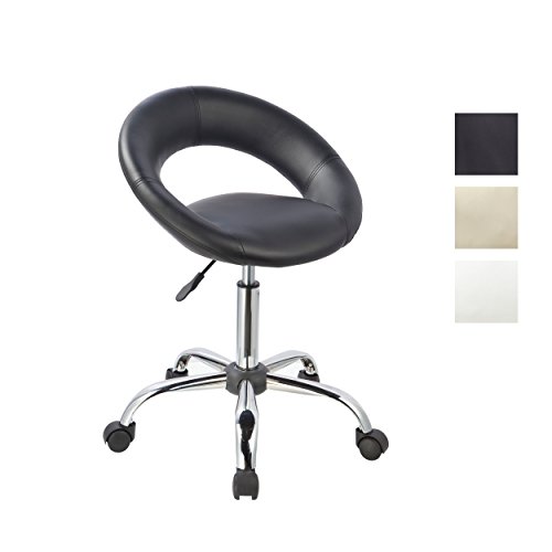 Taburete giratorio de cuero sintético negro con ruedas regulable ajuste de altura seleccion de color Duhome 171XF