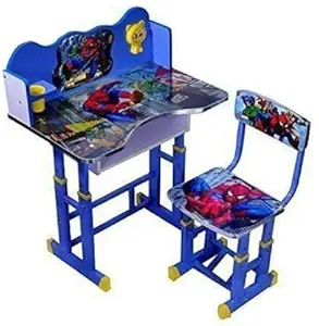 BRIJBAZAAR Cartoon Printed Height Adjustable Kids Study Table with Chair Set(Wooden)