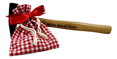 Geschenkset „Hammer & Nägel“ – zur Einweihung / Richtfest / Umzug / Hausbau / Einzug / Hauskauf / Nachbarschaft – Geschenk für gute Nachbarn und Freunde – Schlosserhammer 200g mit Holzstiel + 10 Blumennägel - 2