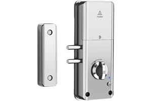 Emiif Keyless Connected Door Lock Tuya Smart Invisible Door Lock Card Unlocking/App Unlocking for Front Door Home Office Apartment(tuya lock Silver)
