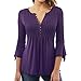 Produktbild Damen Bluse, KIMODO Frauen Herbst Flare 3/4 Ärmel Tops Slim V-Neck Buttons Bluse (M, Violett)