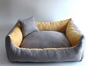 Ortho Comfort Soft Ultra Micro Fiber Filled Dog and Cat Fabric Bed Size Small, Gold and Grey