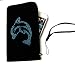 Produktbild Reissverschluss Handytasche Softcase Etui schwarz mit Motiv aus Strass-Steinchen, ideal geeignet für Smartphones von 5 - 5,5 Zoll, Schutzhülle Handy Soft Case Hülle Sleeve mit Zipper und Handgelenkschlaufe , blauer Delfin