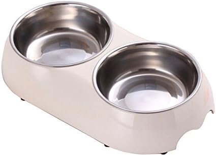 Solid Color Melamine Double Bowl-White-S