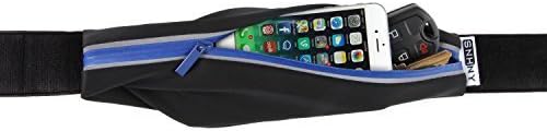 Top Fit Running Belt for Men + Women, Holds all IPhones + Accessories, Completely Comfortable Running Belt for Trail Running or Hiking. GUARANTEED Best Running Belt, Higher Quality Than Competitors. From SNHNY (Blue)