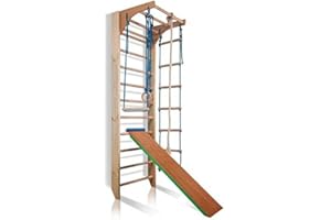 SPORTBABY Turnwand Sprossenwand Kombi-3-240-Farbe Kletterwand Fitness Sportgerät Klettergerüst Holz, EU-Warenlager, Zertifikat!