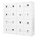 Produktbild LANGRIA Regalsystem 16-Kubus DIY Modular Garderobenschrank Schuhschrank mit Aufkleber mit Verschiedenen Kategorie-Icons Milchig Weiß