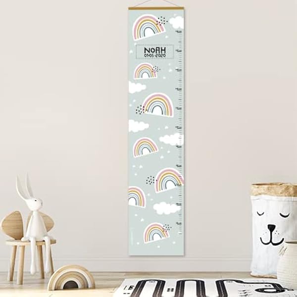 Adesivo Murale Rainbow Con Righello Per Bambini - Tabella Crescita 51x161 Cm - Decoro Cameretta - 2