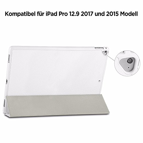 EasyAcc iPad Pro 12.9 2015 Hülle Case – mit Standfunktion und Automatischem Schlaf Funktion für iPad Pro 12.9 2015 (Modellnummer A1673 A1674 A1675) – Weiß, Kunstleder, Ultra Dünn - 6