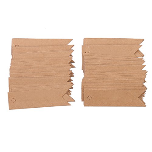 100 Kraftpapier Tag Hochzeit Bonbonniere Geschenkaufkleber Geschenkanhänger Hängeetiketten Anhängeetiketten - 5