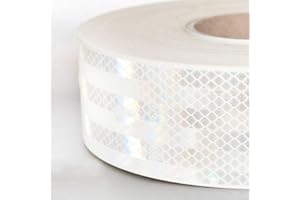 STICKERSLAB GHIRARDI StickersLAb - Pellicola adesiva omologata retroriflettente 3M Diamond Grade 983 per la bordatura dei veicoli Rosso Bianco o Giallo al metro (1 Metro, Bianco)