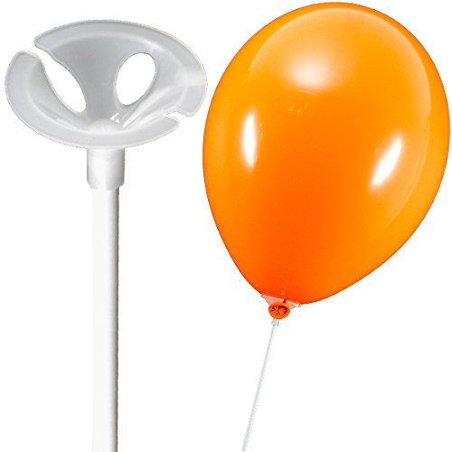 Ballonstäbe mit Halterung "Weiß" 50 Stück - partydiscount24®