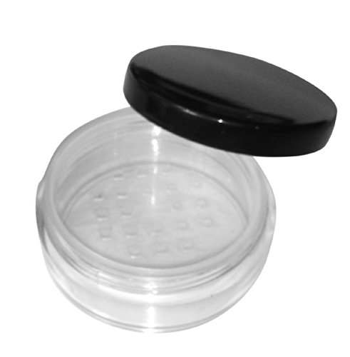 3x 20mL EMPTY PLASTIC JARS POTS with SIFTER & BLACK SCREW LIDS For Cosmetics/Powder/Mineral Make Up/Blusher/Foundation