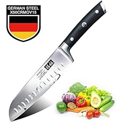 SHAN ZU Couteau Santoku Professionnel 1.4116 Couteau de Cuisine en Acier 18 CM-Classic Series 18 cm