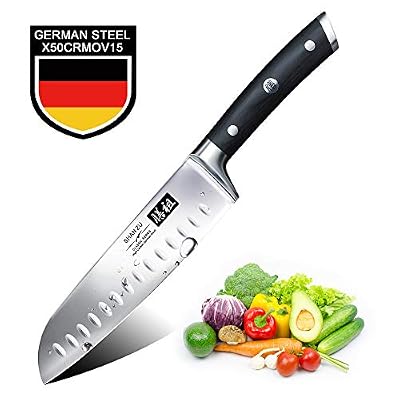 SHAN ZU Couteau Santoku Professionnel 1.4116 Couteau de Cuisine en Acier 18 CM-Classic Series 18 cm