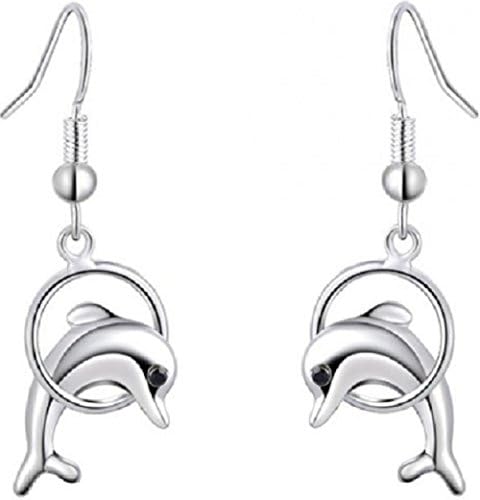 YEAHJOY Women's Elegant Platinum Plated Leap Dolphin Hook Earrings with Genuine Austrian Crystal