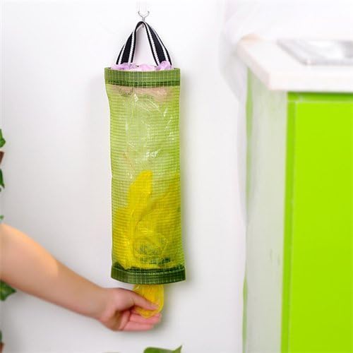Lenhart 1Pcs Hanging Folding Mesh Garbage Bag Organizer Trash Bags Holder Recycling Containers Plastic Waste Bag Storage for Kitchen, Green