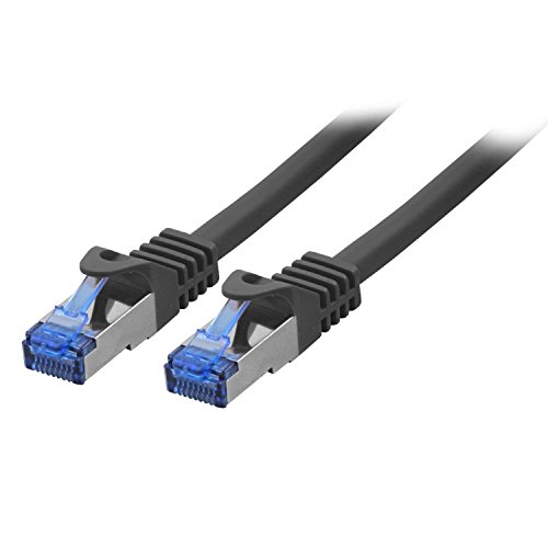 BIGtec 0,75m CAT.7 Ethernet LAN Patchkabel Gigabit Netzwerkkabel Patch Kabel schwarz Kupferkabel (RJ45, Cat 7, S/FTP PIMF, 1000 Mbit/s) 2 x RJ45 Stecker ideal für Switch , DSL Verbindungen , Patchfelder , Patchpanel , Router , Modem , Access Point und andere Geräte mit RJ45 Anschluß ,CAT Kabel KAT Kabel CAT7 CAT 7