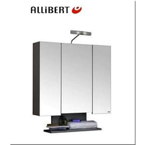 Allibert Alt\u002639;o Bathroom Cabinet 80cm. Wood. 3 Mirrored Doors and 6 Shelves. 2 Spotlights: Amazon Allibert Alt\u002639;o Bathroom Cabinet 80cm. Wood. 3 Mirrored Doors and 6 Shelves. 2 Spotlights: Amazon