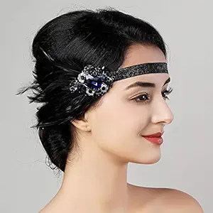Zoestar Vintage Flapper Headband 1920s Feather Headpiece Gatsby Feather Headpiece Crystal Hair Accessories for Women