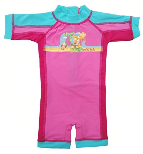 Bright Bots - 12/18m Baby Girls Sunsuit Sun Protection UPF50+ Short Leg/Sleeve All In One- Pink