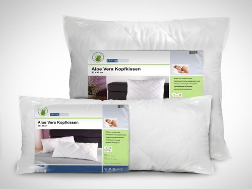 klassisches Kopfkissen – Aloe Vera – für erholsamen Schlaf – geprüft nach Öko-Tex Standard 100 – in 2 verschiedenen Größen, 40 cm x 80 cm - 3